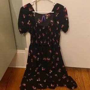 Black with floral print seraphine maternity to nursing dress